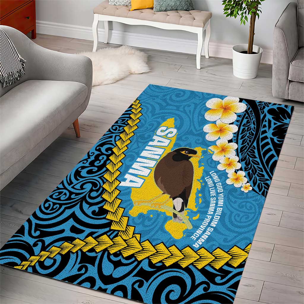 Sanma Province Area Rug Vanuatu Pattern Myna Bird - Plumeria Flag Color