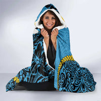 Sanma Province Hooded Blanket Vanuatu Pattern Myna Bird - Plumeria Flag Color