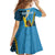Sanma Province Kid Short Sleeve Dress Vanuatu Pattern Myna Bird - Plumeria Flag Color