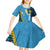 Sanma Province Kid Short Sleeve Dress Vanuatu Pattern Myna Bird - Plumeria Flag Color