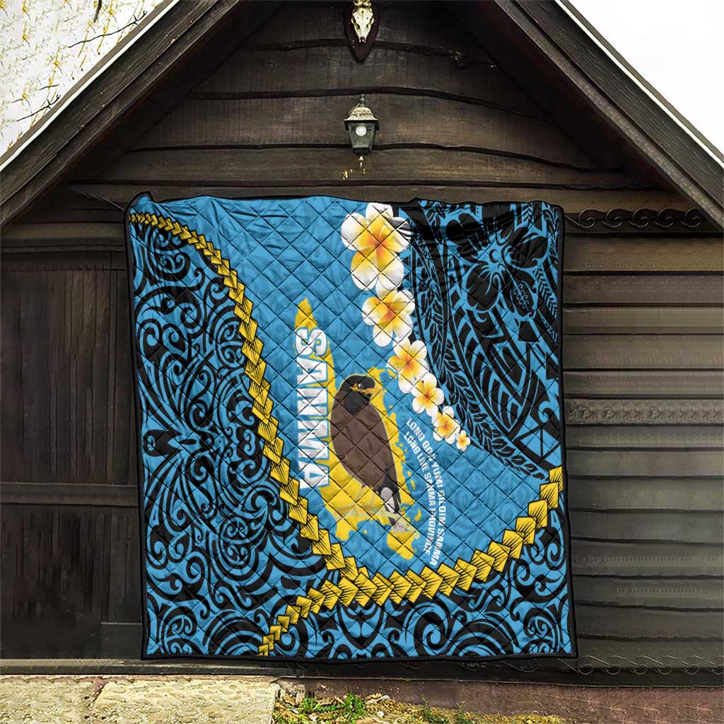 Sanma Province Quilt Vanuatu Pattern Myna Bird - Plumeria Flag Color LT14 - Polynesian Pride