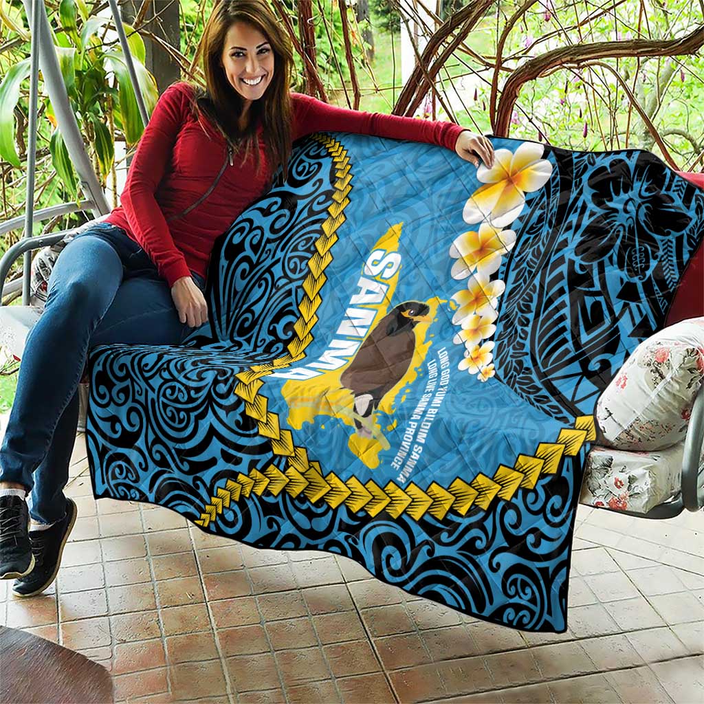 Sanma Province Quilt Vanuatu Pattern Myna Bird - Plumeria Flag Color LT14 - Polynesian Pride