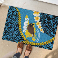 Sanma Province Rubber Doormat Vanuatu Pattern Myna Bird - Plumeria Flag Color LT14 - Polynesian Pride