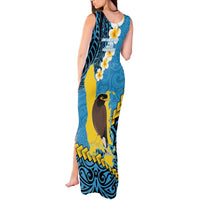 Sanma Province Tank Maxi Dress Vanuatu Pattern Myna Bird - Plumeria Flag Color