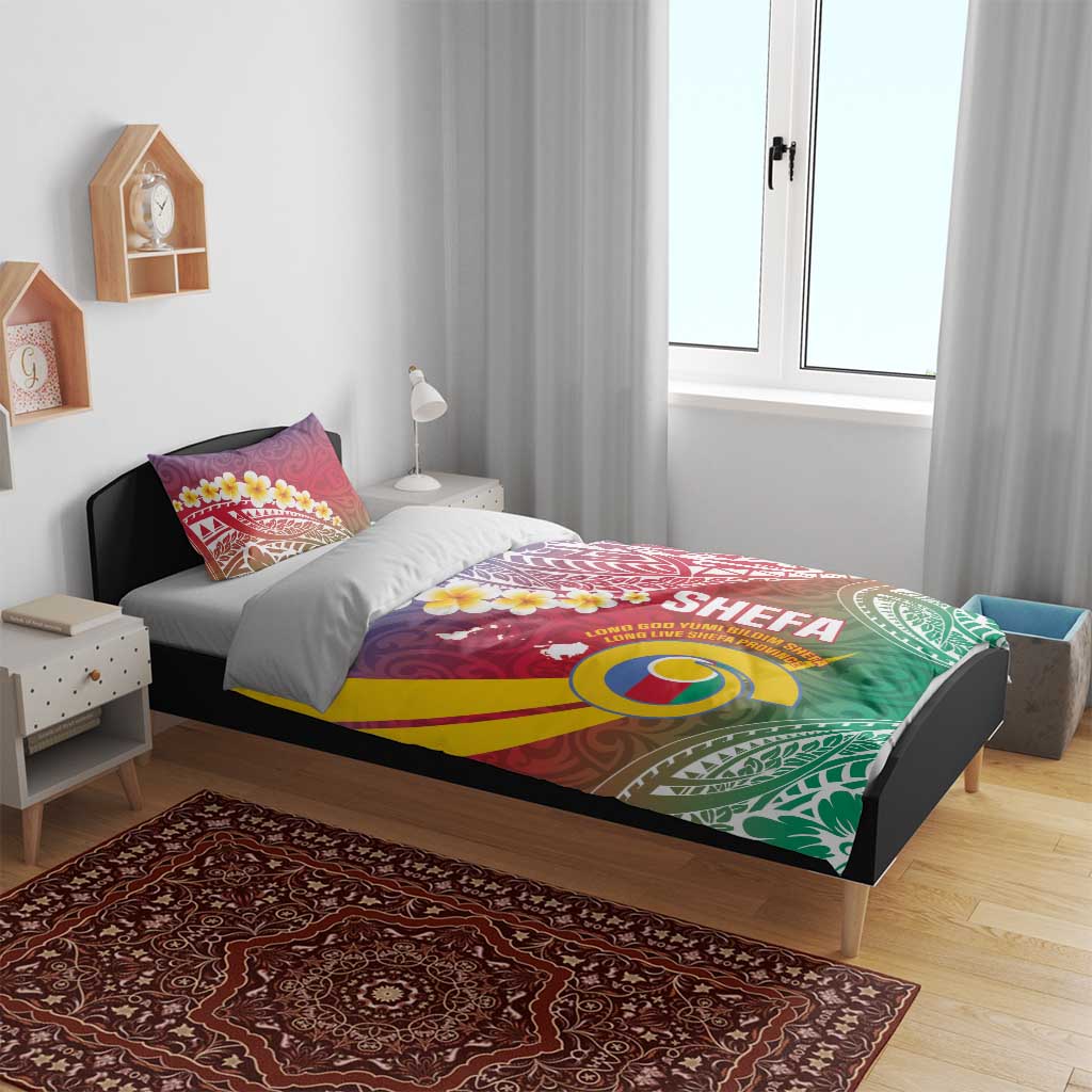 Shefa Province Bedding Set Vanuatu Pattern Map - Plumeria Flag Color