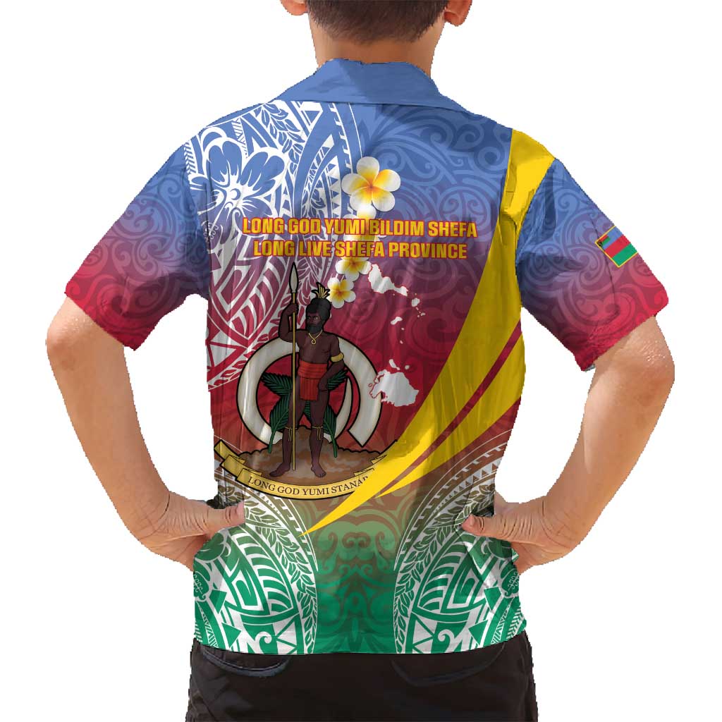 Shefa Province Family Matching Long Sleeve Bodycon Dress and Hawaiian Shirt Vanuatu Pattern Map - Plumeria Flag Color
