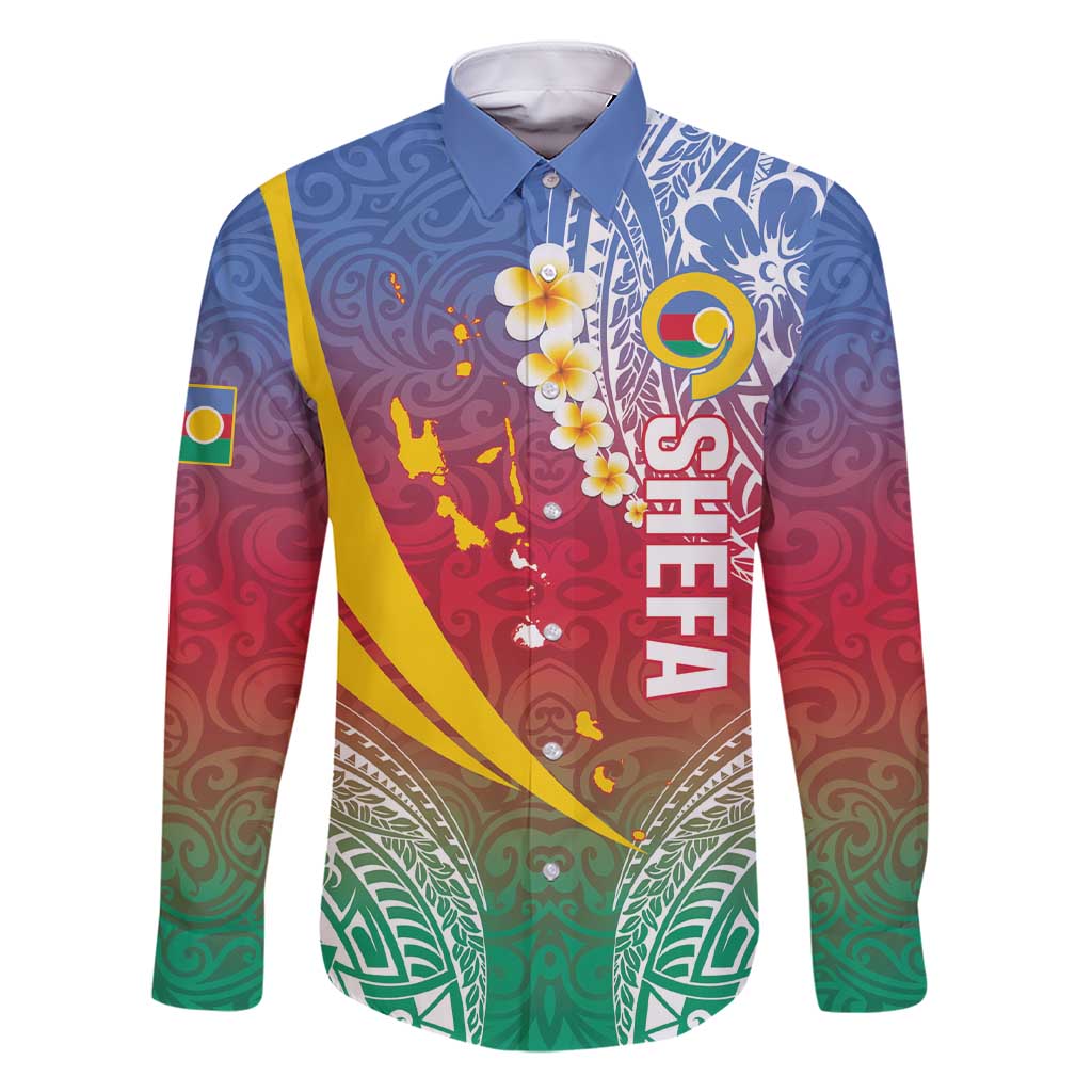 Shefa Province Family Matching Short Sleeve Bodycon Dress and Hawaiian Shirt Vanuatu Pattern Map - Plumeria Flag Color