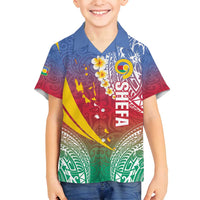 Shefa Province Family Matching Summer Maxi Dress and Hawaiian Shirt Vanuatu Pattern Map - Plumeria Flag Color