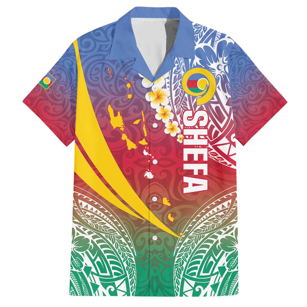 Shefa Province Family Matching Tank Maxi Dress and Hawaiian Shirt Vanuatu Pattern Map - Plumeria Flag Color