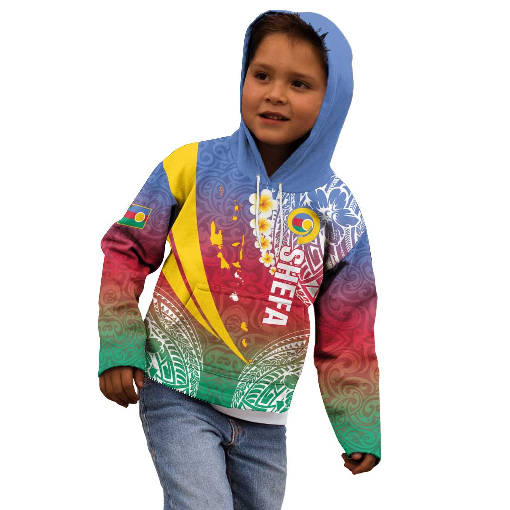 Shefa Province Kid Hoodie Vanuatu Pattern Map - Plumeria Flag Color
