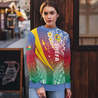 Shefa Province Ugly Christmas Sweater Vanuatu Pattern Map - Plumeria Flag Color