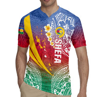 Shefa Province Rugby Jersey Vanuatu Pattern Map - Plumeria Flag Color