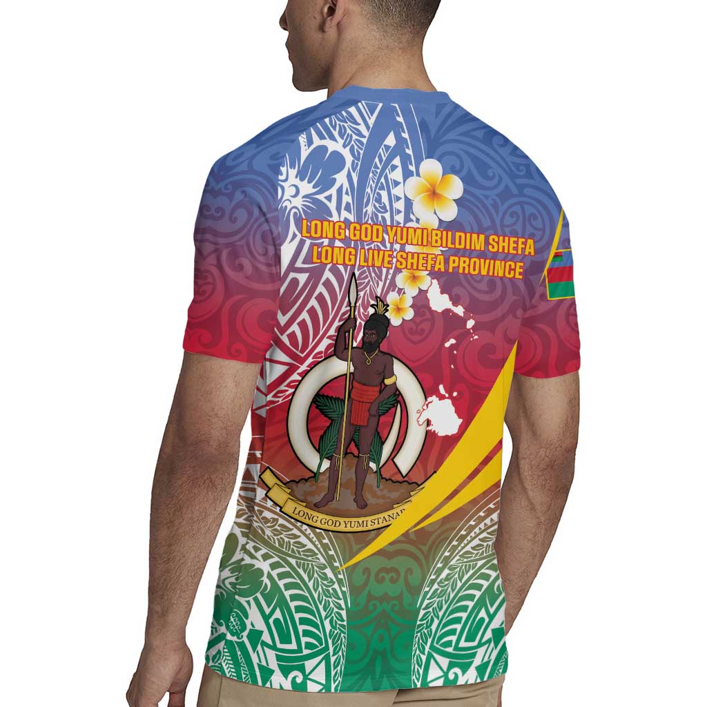 Shefa Province Rugby Jersey Vanuatu Pattern Map - Plumeria Flag Color