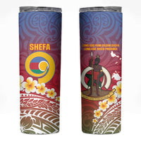 Shefa Province Skinny Tumbler Vanuatu Pattern Map With Plumeria Flag Color LT14 Red - Polynesian Pride