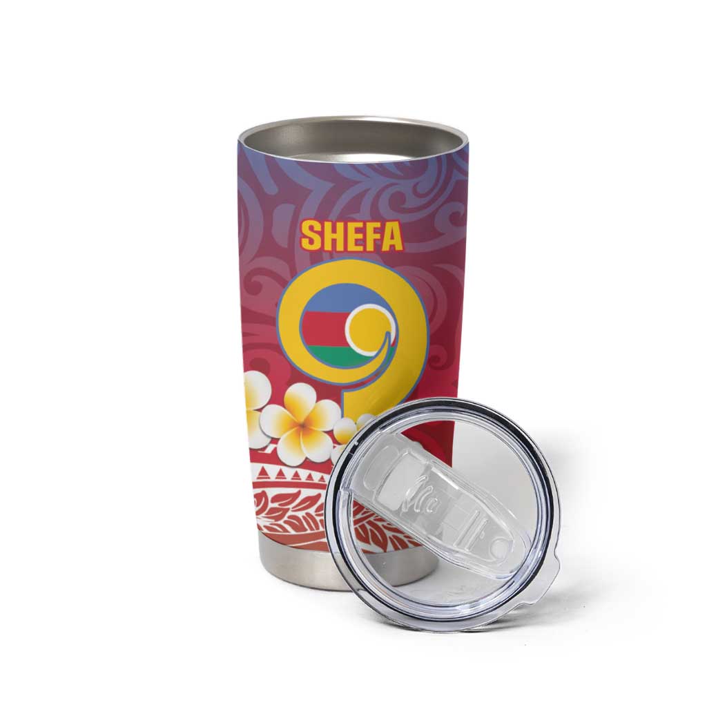 Shefa Province Tumbler Cup Vanuatu Pattern Map With Plumeria Flag Color