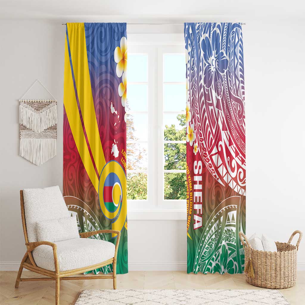 Shefa Province Window Curtain Vanuatu Pattern Map - Plumeria Flag Color