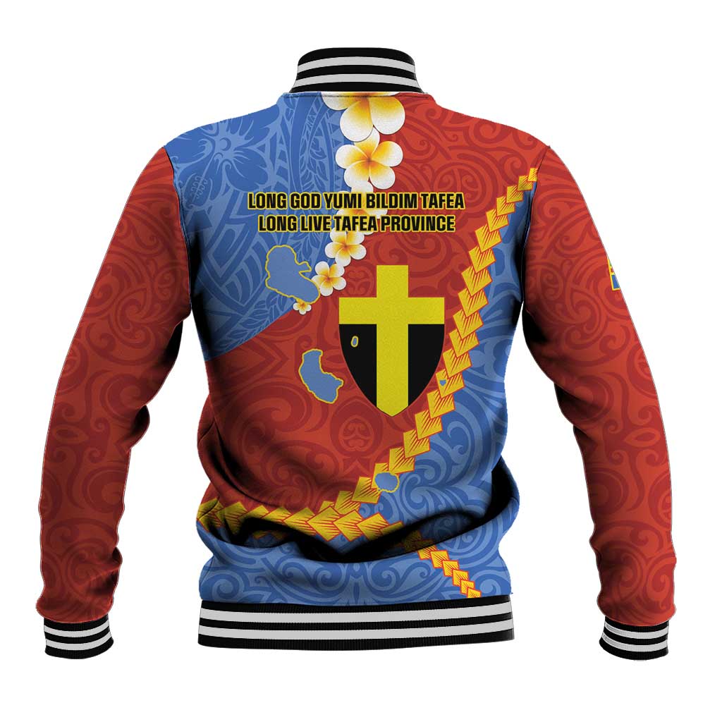 Tafea Province Baseball Jacket Vanuatu Pattern Map - Plumeria Flag Color