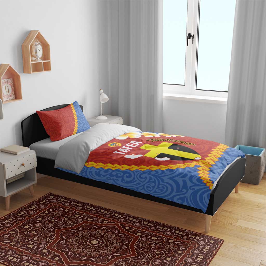 Tafea Province Bedding Set Vanuatu Pattern Map - Plumeria Flag Color