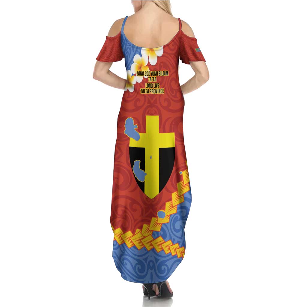 Tafea Province Family Matching Summer Maxi Dress and Hawaiian Shirt Vanuatu Pattern Map - Plumeria Flag Color