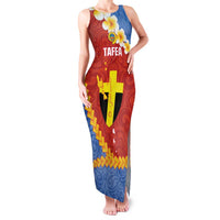 Tafea Province Family Matching Tank Maxi Dress and Hawaiian Shirt Vanuatu Pattern Map - Plumeria Flag Color