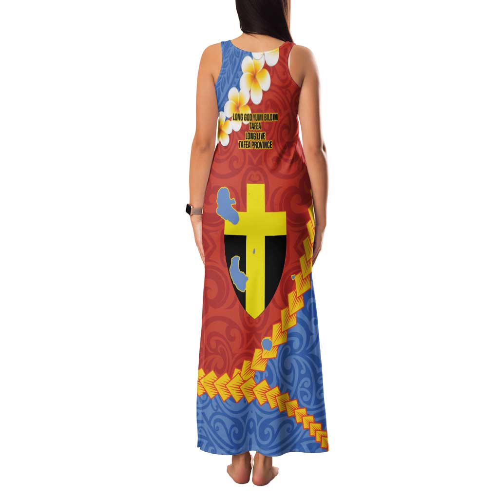 Tafea Province Family Matching Tank Maxi Dress and Hawaiian Shirt Vanuatu Pattern Map - Plumeria Flag Color