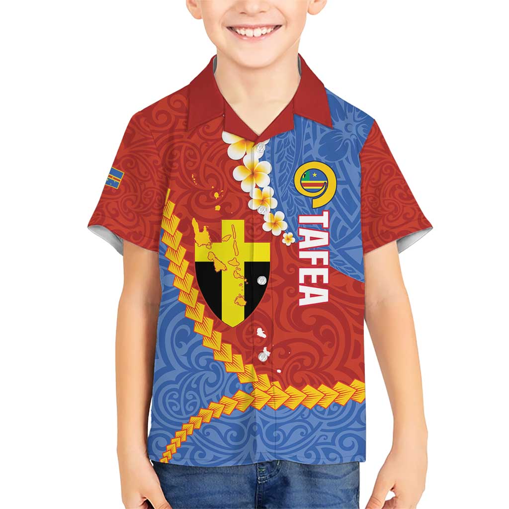 Tafea Province Kid Hawaiian Shirt Vanuatu Pattern Map - Plumeria Flag Color