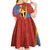 Tafea Province Kid Short Sleeve Dress Vanuatu Pattern Map - Plumeria Flag Color