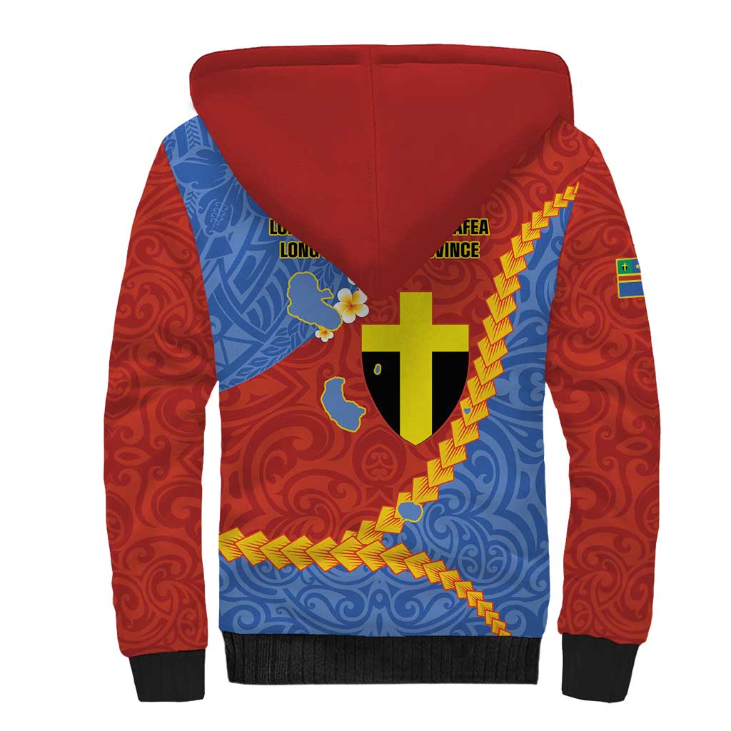 Tafea Province Sherpa Hoodie Vanuatu Pattern Map - Plumeria Flag Color