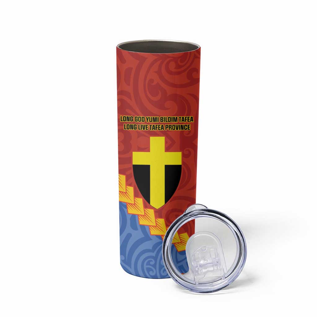 Tafea Province Skinny Tumbler Vanuatu Pattern Map With Plumeria Flag Color