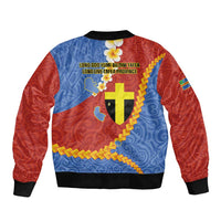 Tafea Province Sleeve Zip Bomber Jacket Vanuatu Pattern Map - Plumeria Flag Color