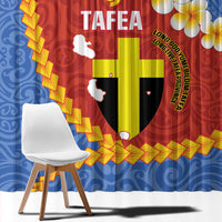 Tafea Province Window Curtain Vanuatu Pattern Map - Plumeria Flag Color