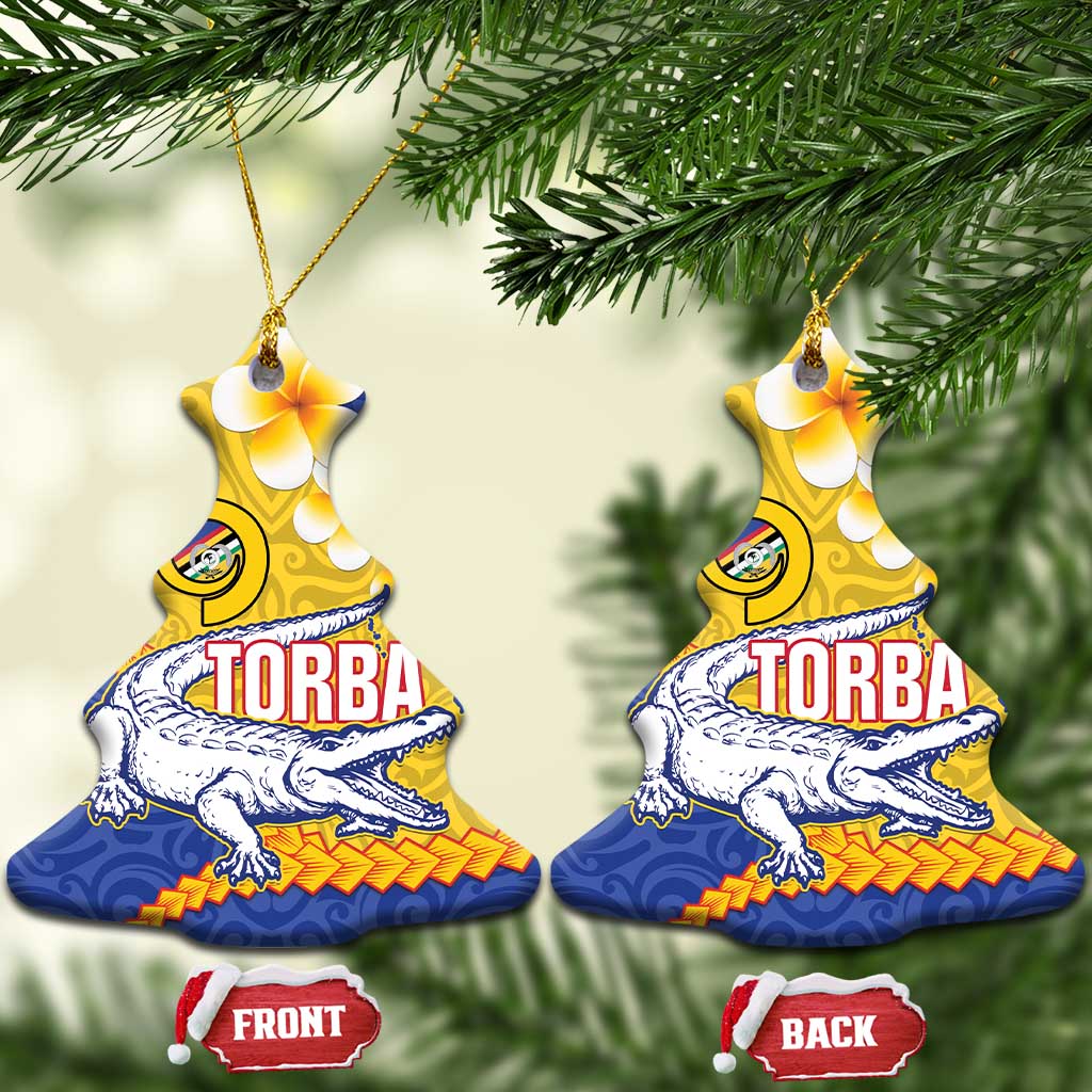 Torba Province Ceramic Ornament Vanuatu Pattern Crocodile - Plumeria Flag Color