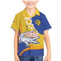 Torba Province Family Matching Mermaid Dress and Hawaiian Shirt Vanuatu Pattern Crocodile - Plumeria Flag Color