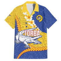 Torba Province Family Matching Puletasi and Hawaiian Shirt Vanuatu Pattern Crocodile - Plumeria Flag Color
