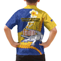 Torba Province Family Matching Summer Maxi Dress and Hawaiian Shirt Vanuatu Pattern Crocodile - Plumeria Flag Color