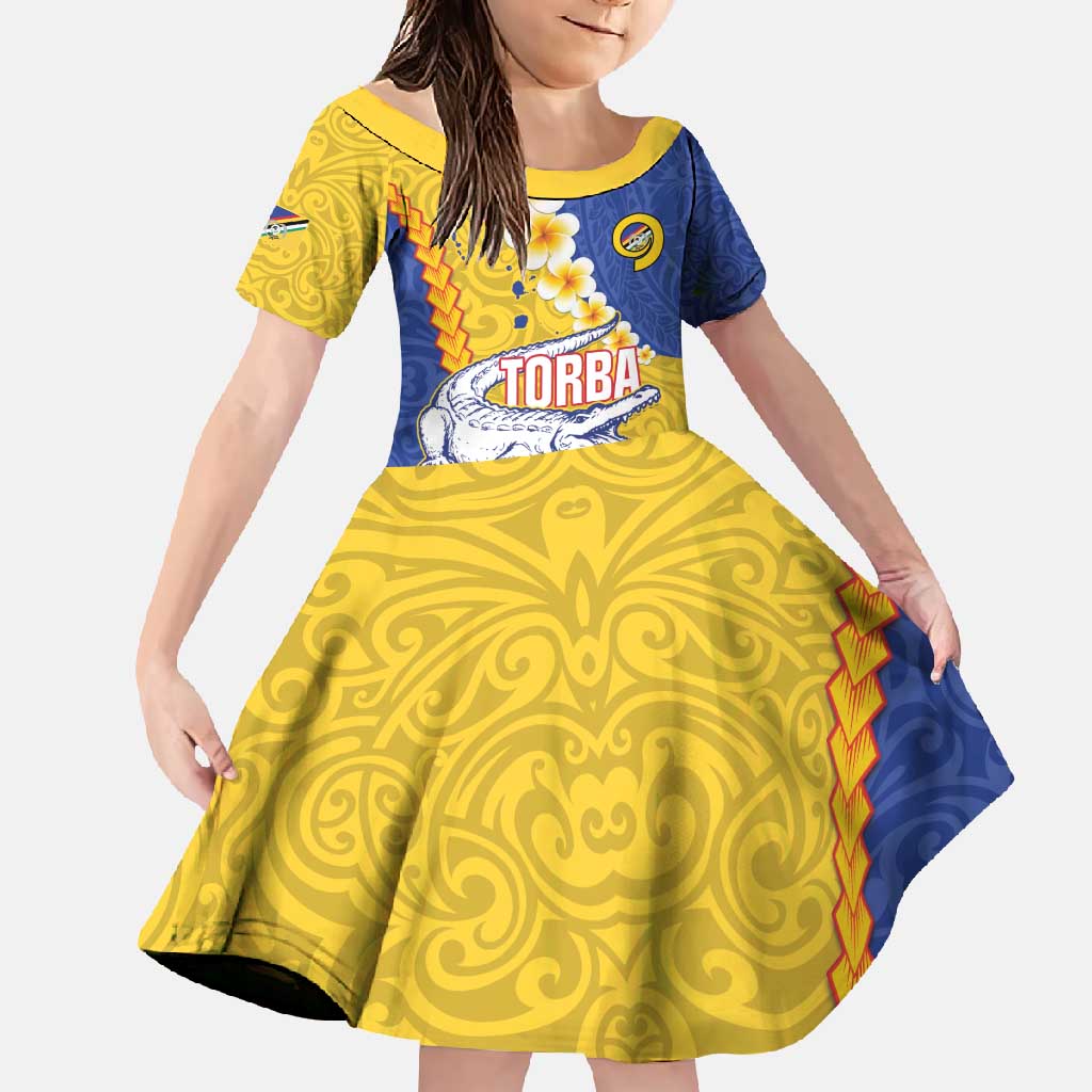 Torba Province Family Matching Summer Maxi Dress and Hawaiian Shirt Vanuatu Pattern Crocodile - Plumeria Flag Color