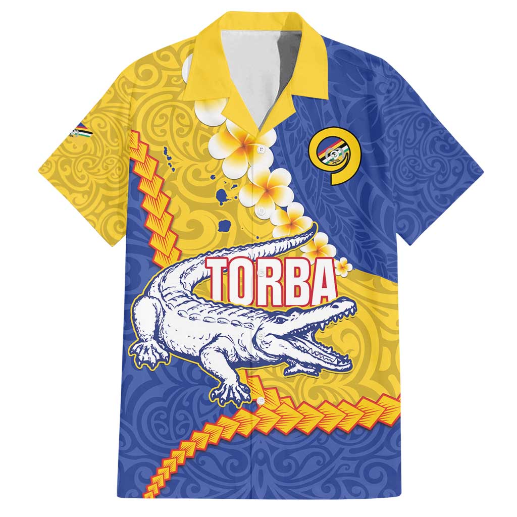 Torba Province Family Matching Tank Maxi Dress and Hawaiian Shirt Vanuatu Pattern Crocodile - Plumeria Flag Color