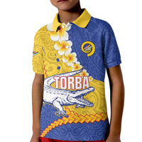 Torba Province Kid Polo Shirt Vanuatu Pattern Crocodile - Plumeria Flag Color LT14 Kid Yellow - Polynesian Pride