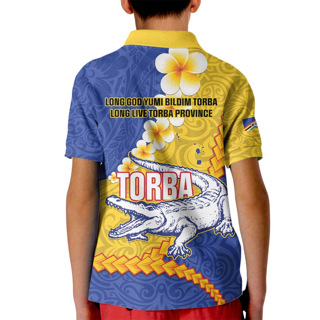 Torba Province Kid Polo Shirt Vanuatu Pattern Crocodile - Plumeria Flag Color LT14 - Polynesian Pride