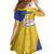 Torba Province Kid Short Sleeve Dress Vanuatu Pattern Crocodile - Plumeria Flag Color