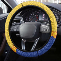 Torba Province Steering Wheel Cover Vanuatu Pattern Crocodile - Plumeria Flag Color
