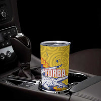 Torba Province Tumbler Cup Vanuatu Pattern Crocodile With Plumeria Flag Color