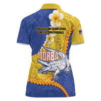 Torba Province Women Polo Shirt Vanuatu Pattern Crocodile - Plumeria Flag Color