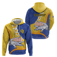 Torba Province Zip Hoodie Vanuatu Pattern Crocodile - Plumeria Flag Color