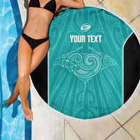 Custom New Zealand Stingray Oztag Beach Blanket Tag Rugby Maori Pattern Teal Version LT14 - Polynesian Pride