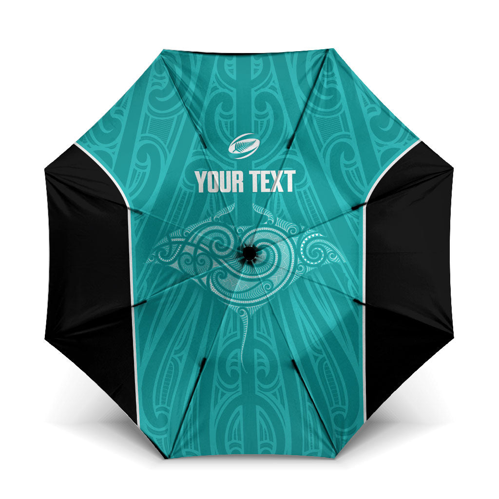 Custom New Zealand Stingray Oztag Umbrella Tag Rugby Maori Pattern Teal Version LT14 One Size Folded 11.42 inch Opened Diameter 37.4 inch Teal - Polynesian Pride