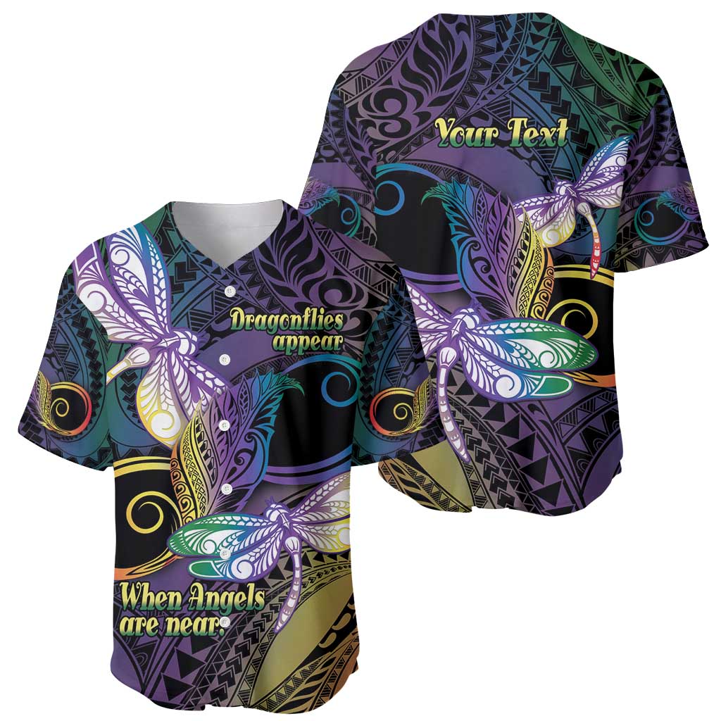 Personalized Polynesian Memorial Baseball Jersey Dragonflies Appear When Angels Are Near LT14 - Polynesian Pride