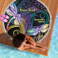 Personalized Polynesian Memorial Beach Blanket Dragonflies Appear When Angels Are Near