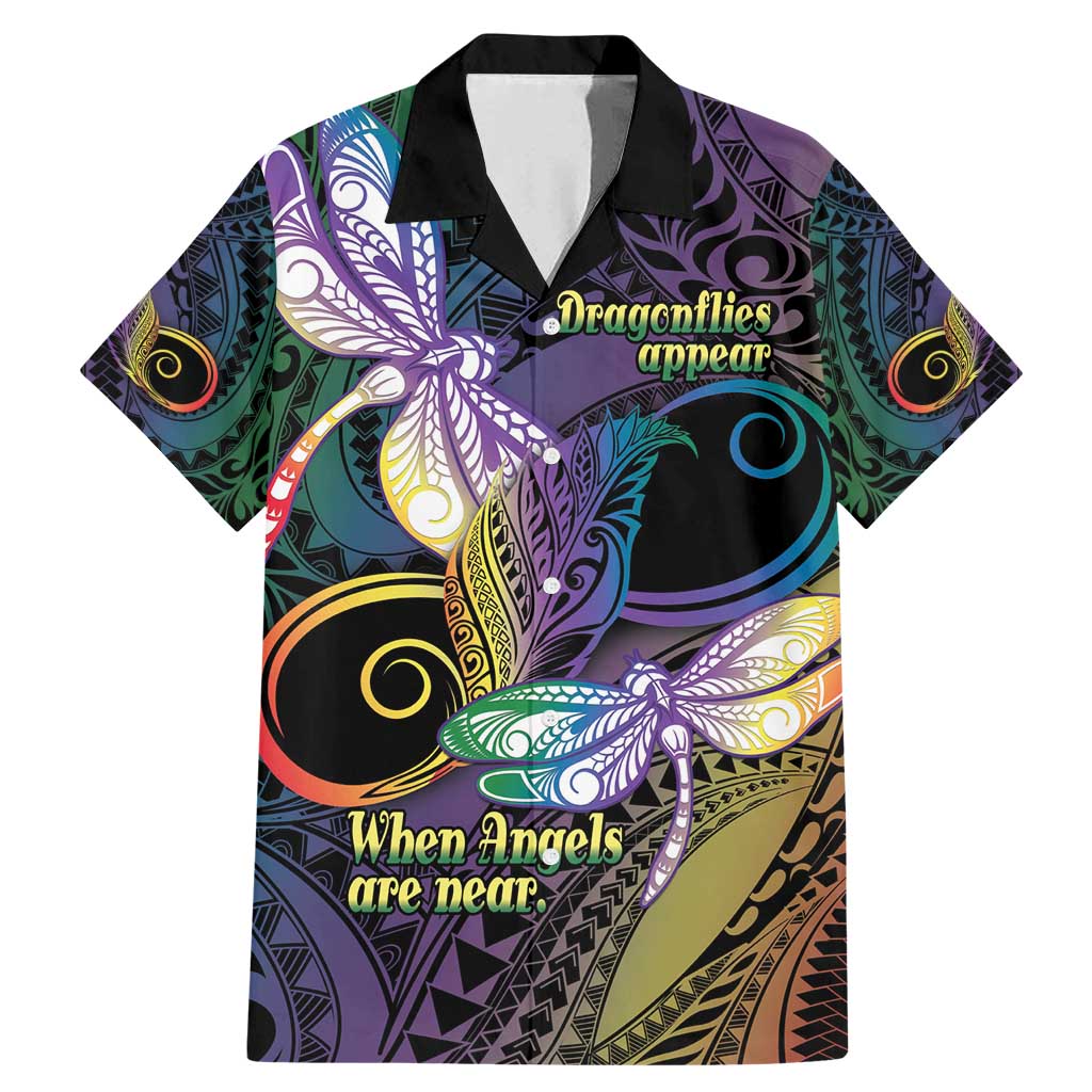 Personalized Polynesian Memorial Family Matching Mermaid Dress and Hawaiian Shirt Dragonflies Appear When Angels Are Near