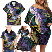 Personalized Polynesian Memorial Family Matching Off Shoulder Short Dress and Hawaiian Shirt Dragonflies Appear When Angels Are Near LT14 - Polynesian Pride